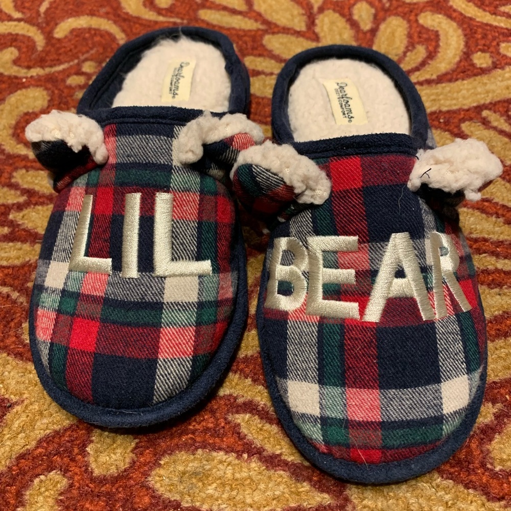 Kids Dearfoam cozy comfort slippers boys size 3-4